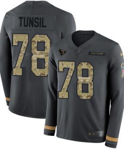 Nike Houston Texans #78 Laremy Tunsil Anthracite Salute to Service Stitched NFL Limited Therma Long Sleeve Jersey