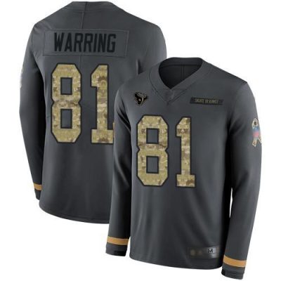 Nike Houston Texans #81 Kahale Warring Anthracite Salute to Service Stitched NFL Limited Therma Long Sleeve Jersey