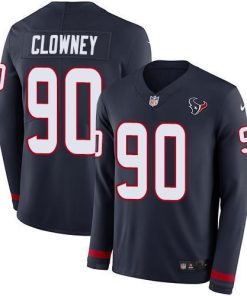 Nike Houston Texans #90 Jadeveon Clowney Navy Blue Team Color Stitched NFL Limited Therma Long Sleeve Jersey