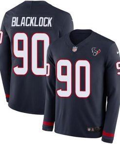 Nike Houston Texans #90 Ross Blacklock Navy Blue Team Color Stitched NFL Limited Therma Long Sleeve Jersey