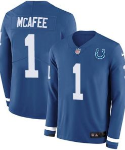 Nike Indianapolis Colts #1 Pat McAfee Royal Blue Team Color Stitched NFL Limited Therma Long Sleeve Jersey