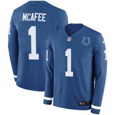 Nike Indianapolis Colts #1 Pat McAfee Royal Blue Team Color Stitched NFL Limited Therma Long Sleeve Jersey