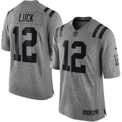 Nike Indianapolis Colts #12 Andrew Luck Gray Stitched NFL Limited Gridiron Gray Jersey