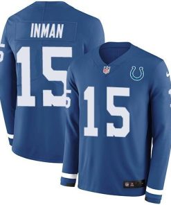 Nike Indianapolis Colts #15 Dontrelle Inman Royal Blue Team Color Stitched NFL Limited Therma Long Sleeve Jersey