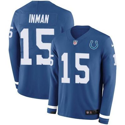 Nike Indianapolis Colts #15 Dontrelle Inman Royal Blue Team Color Stitched NFL Limited Therma Long Sleeve Jersey