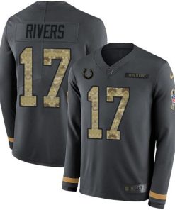 Nike Indianapolis Colts #17 Philip Rivers Anthracite Salute to Service Stitched NFL Limited Therma Long Sleeve Jersey