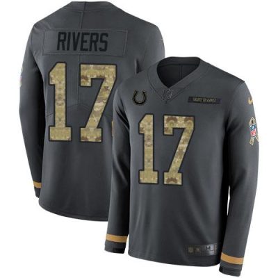 Nike Indianapolis Colts #17 Philip Rivers Anthracite Salute to Service Stitched NFL Limited Therma Long Sleeve Jersey
