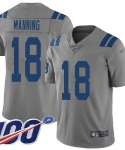 Nike Indianapolis Colts #18 Peyton Manning Gray Stitched NFL Limited Inverted Legend 100th Season Jersey