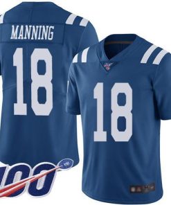 Nike Indianapolis Colts #18 Peyton Manning Royal Blue Stitched NFL Limited Rush 100th Season Jersey