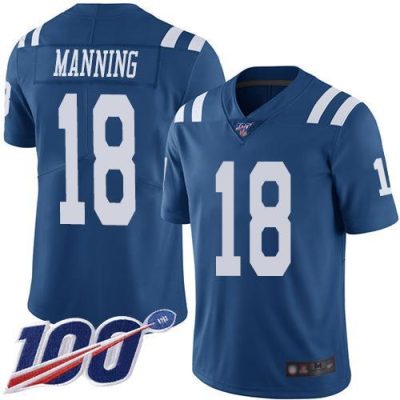 Nike Indianapolis Colts #18 Peyton Manning Royal Blue Stitched NFL Limited Rush 100th Season Jersey
