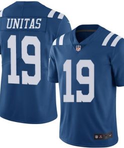 Nike Indianapolis Colts #19 Johnny Unitas Royal Blue Stitched NFL Limited Rush Jersey