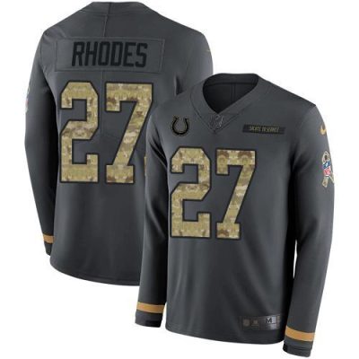 Nike Indianapolis Colts #27 Xavier Rhodes Anthracite Salute to Service Stitched NFL Limited Therma Long Sleeve Jersey