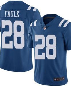 Nike Indianapolis Colts #28 Marshall Faulk Royal Blue Stitched NFL Limited Rush Jersey