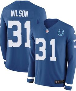 Nike Indianapolis Colts #31 Quincy Wilson Royal Blue Team Color Stitched NFL Limited Therma Long Sleeve Jersey