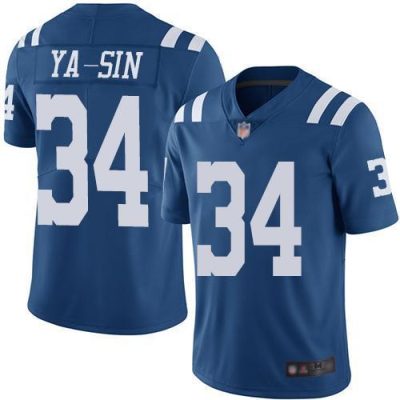 Nike Indianapolis Colts #34 Rock Ya-Sin Royal Blue Stitched NFL Limited Rush Jersey