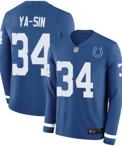 Nike Indianapolis Colts #34 Rock Ya-Sin Royal Blue Team Color Stitched NFL Limited Therma Long Sleeve Jersey