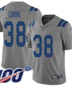 Nike Indianapolis Colts #38 T.J. Carrie Gray Stitched NFL Limited Inverted Legend 100th Season Jersey