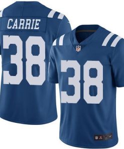 Nike Indianapolis Colts #38 T.J. Carrie Royal Blue Stitched NFL Limited Rush Jersey