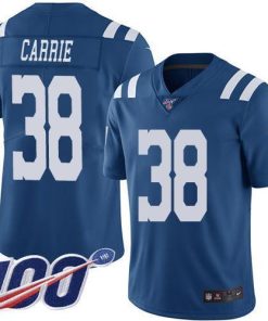 Nike Indianapolis Colts #38 T.J. Carrie Royal Blue Stitched NFL Limited Rush 100th Season Jersey