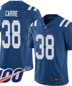 Nike Indianapolis Colts #38 T.J. Carrie Royal Blue Team Color Stitched NFL 100th Season Vapor Untouchable Limited Jersey