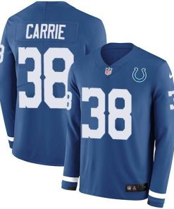 Nike Indianapolis Colts #38 T.J. Carrie Royal Blue Team Color Stitched NFL Limited Therma Long Sleeve Jersey