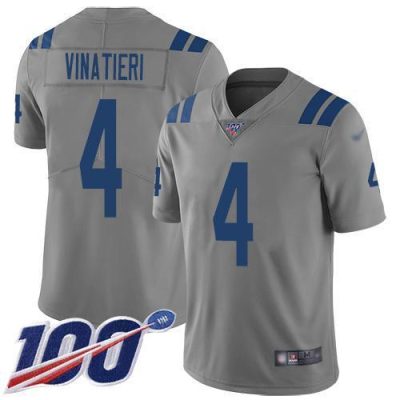 Nike Indianapolis Colts #4 Adam Vinatieri Gray Stitched NFL Limited Inverted Legend 100th Season Jersey
