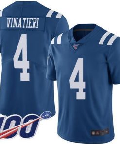 Nike Indianapolis Colts #4 Adam Vinatieri Royal Blue Stitched NFL Limited Rush 100th Season Jersey