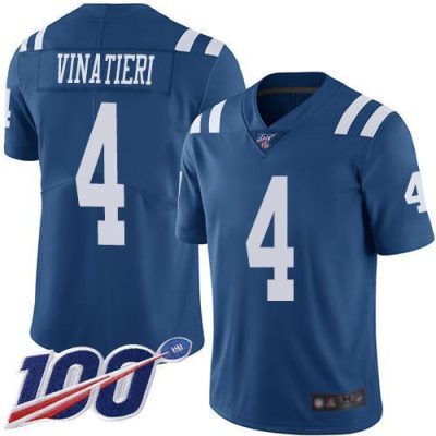 Nike Indianapolis Colts #4 Adam Vinatieri Royal Blue Stitched NFL Limited Rush 100th Season Jersey