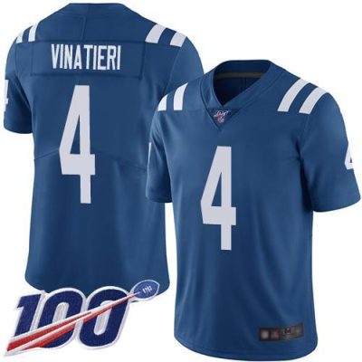 Nike Indianapolis Colts #4 Adam Vinatieri Royal Blue Team Color Stitched NFL 100th Season Vapor Limited Jersey