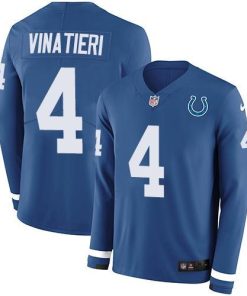 Nike Indianapolis Colts #4 Adam Vinatieri Royal Blue Team Color Stitched NFL Limited Therma Long Sleeve Jersey