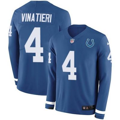 Nike Indianapolis Colts #4 Adam Vinatieri Royal Blue Team Color Stitched NFL Limited Therma Long Sleeve Jersey