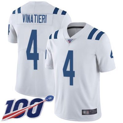 Nike Indianapolis Colts #4 Adam Vinatieri White Stitched NFL 100th Season Vapor Limited Jersey