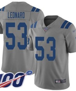 Nike Indianapolis Colts #53 Darius Leonard Gray Stitched NFL Limited Inverted Legend 100th Season Jersey