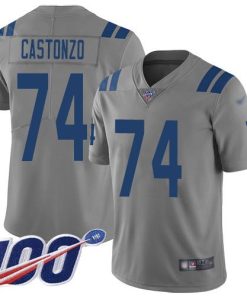 Nike Indianapolis Colts #74 Anthony Castonzo Gray Stitched NFL Limited Inverted Legend 100th Season Jersey