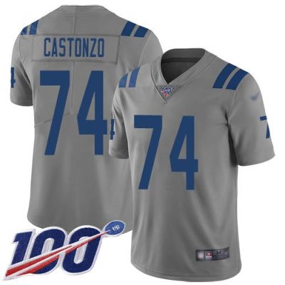 Nike Indianapolis Colts #74 Anthony Castonzo Gray Stitched NFL Limited Inverted Legend 100th Season Jersey