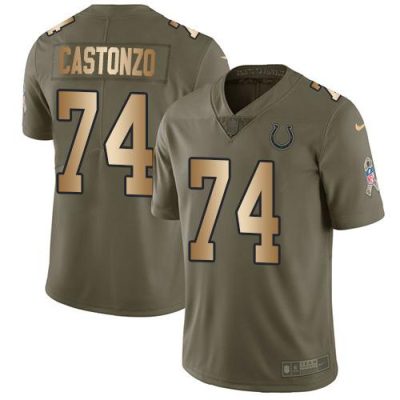 Nike Indianapolis Colts #74 Anthony Castonzo Olive/Gold Stitched NFL Limited 2017 Salute To Service Jersey