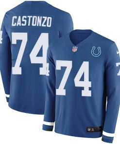 Nike Indianapolis Colts #74 Anthony Castonzo Royal Blue Team Color Stitched NFL Limited Therma Long Sleeve Jersey