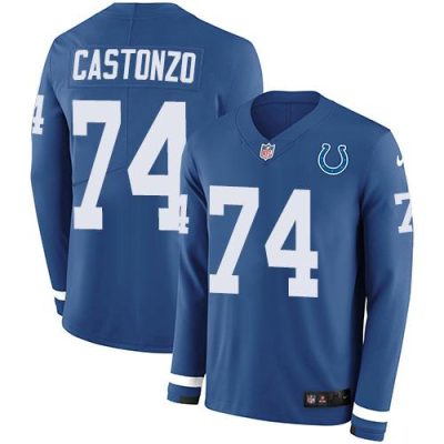 Nike Indianapolis Colts #74 Anthony Castonzo Royal Blue Team Color Stitched NFL Limited Therma Long Sleeve Jersey