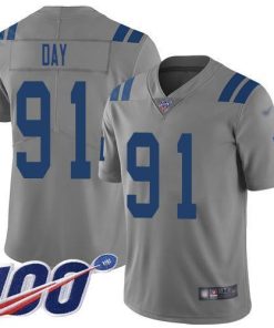 Nike Indianapolis Colts #91 Sheldon Day Gray Stitched NFL Limited Inverted Legend 100th Season Jersey