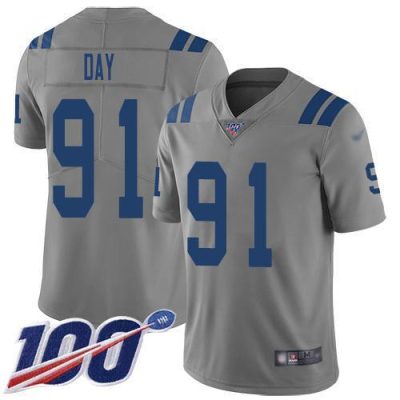 Nike Indianapolis Colts #91 Sheldon Day Gray Stitched NFL Limited Inverted Legend 100th Season Jersey