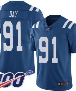 Nike Indianapolis Colts #91 Sheldon Day Royal Blue Stitched NFL Limited Rush 100th Season Jersey