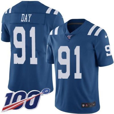 Nike Indianapolis Colts #91 Sheldon Day Royal Blue Stitched NFL Limited Rush 100th Season Jersey