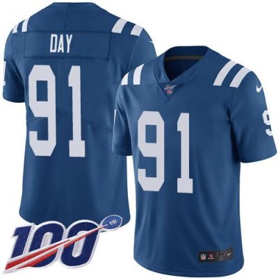 Nike Indianapolis Colts #91 Sheldon Day Royal Blue Team Color Stitched NFL 100th Season Vapor Untouchable Limited Jersey