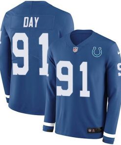 Nike Indianapolis Colts #91 Sheldon Day Royal Blue Team Color Stitched NFL Limited Therma Long Sleeve Jersey