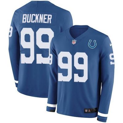 Nike Indianapolis Colts #99 DeForest Buckner Royal Blue Team Color Stitched NFL Limited Therma Long Sleeve Jersey