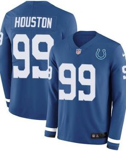 Nike Indianapolis Colts #99 Justin Houston Royal Blue Team Color Stitched NFL Limited Therma Long Sleeve Jersey