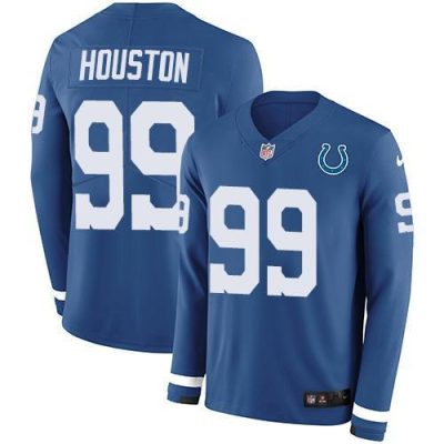 Nike Indianapolis Colts #99 Justin Houston Royal Blue Team Color Stitched NFL Limited Therma Long Sleeve Jersey