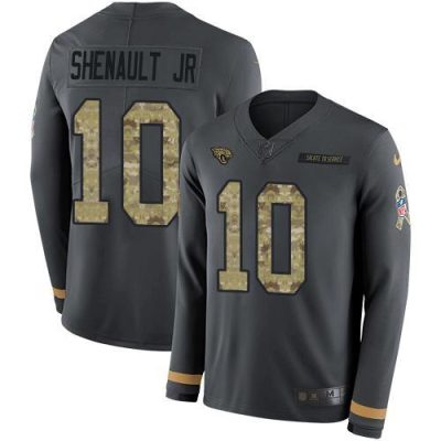 Nike Jacksonville Jaguars #10 Laviska Shenault Jr. Anthracite Salute to Service Stitched NFL Limited Therma Long Sleeve Jersey