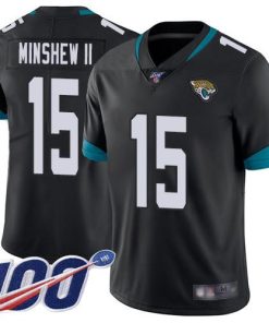 Nike Jacksonville Jaguars #15 Gardner Minshew II Black Team Color Stitched NFL 100th Season Vapor Limited Jersey