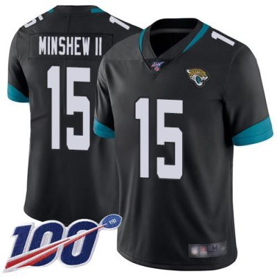 Nike Jacksonville Jaguars #15 Gardner Minshew II Black Team Color Stitched NFL 100th Season Vapor Limited Jersey